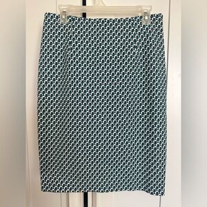 Boden Green and White Patterned Geometric Cotton Skirt size 8R